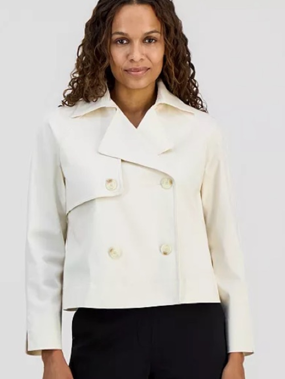 Anne Klein Essential Petite Cropped Trench Jacket Size Large